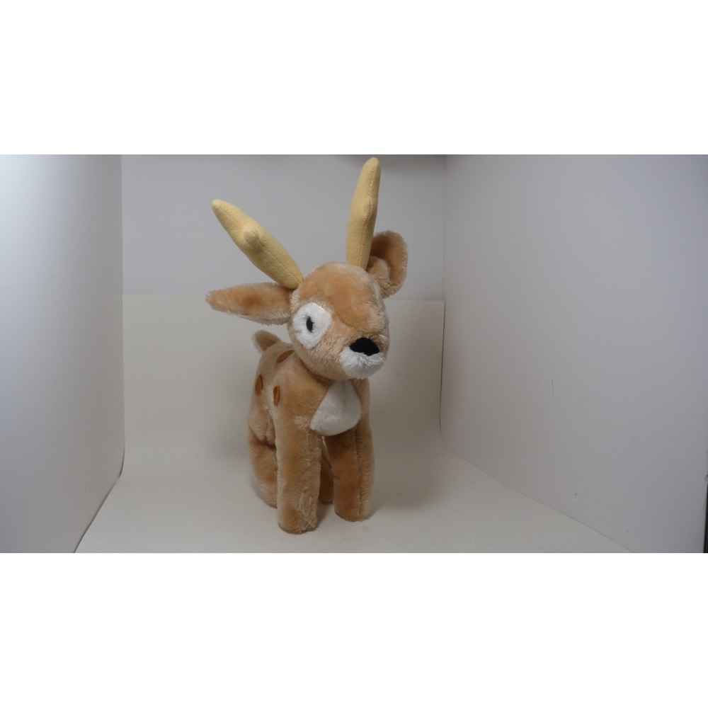 Vintage Style Plush Spotted Deer Buck Stuffed Animal Tan White Woodland 10 Inch